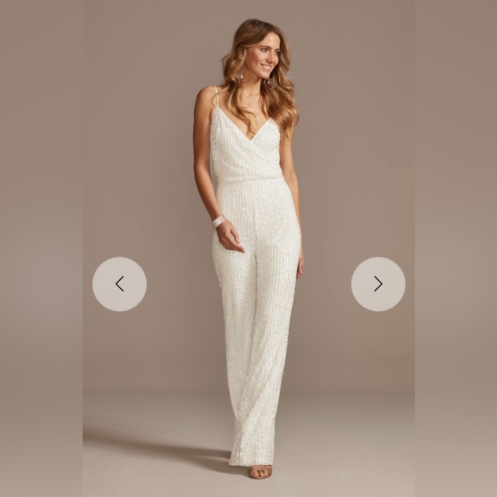 Chic Ivory Beaded Sleeveless Jumpsuit